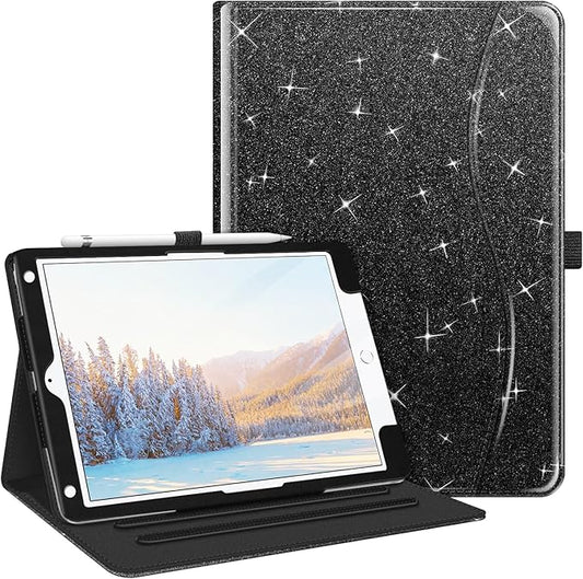Fintie Case for iPad 9th / 8th / 7th Generation (2021/2020/2019) 10.2 Inch - [Corner Protection] Multi-Angle Viewing Stand Cover with Pocket & Pencil Holder, Auto Sleep Wake, Glittering Black