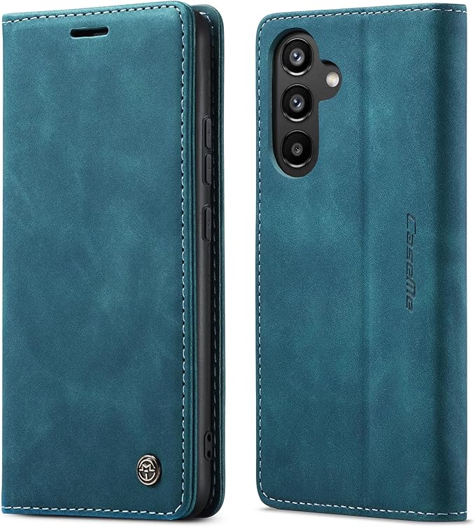 for Samsung Galaxy A34 5G Case, Flip Wallet Leather Case with Card Holder Magnetic Closure Shockproof Kickstand Protective Phone Cases Cover for Galaxy A34 6.6 Inch,Blue-Green