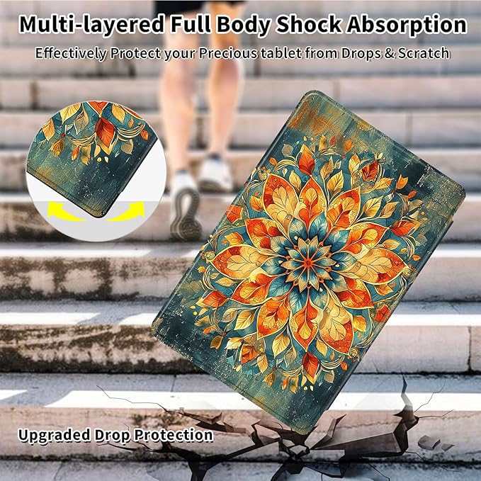Case for Samsung Galaxy Tab A9+/A9 Plus 11 Inch 2023 Tablet Case, 360 Degree Rotating Folio Stand Smart Cover for Galaxy Tab A9+ Tablet SM-X210/X216/X218, Auto Sleep/Wake, Mandala