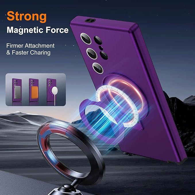 Designed for Samsung Galaxy S24 Ultra Case with Magnetic Ring Stand [Compatible with Mag-Safe][Military Grade Drop Protection][Build in Kickstand] S24 Ultra Phone Case 6.8",Purple