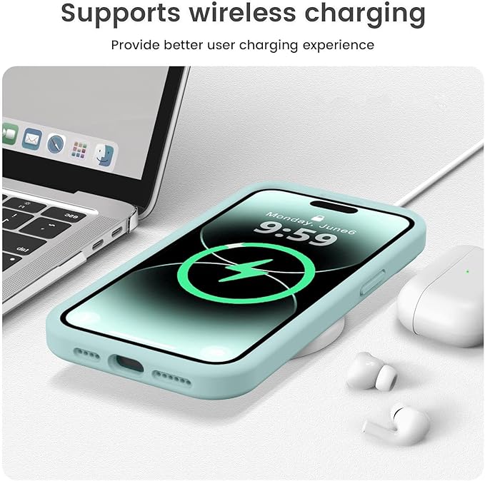 Vooii Compatible with iPhone 14 Pro Max Case, Liquid Silicone Upgrade [Camera Protection] [Soft Anti-Scratch Microfiber Lining] Shockproof Phone Case for iPhone 14 Pro Max 6.7 inch - Mint