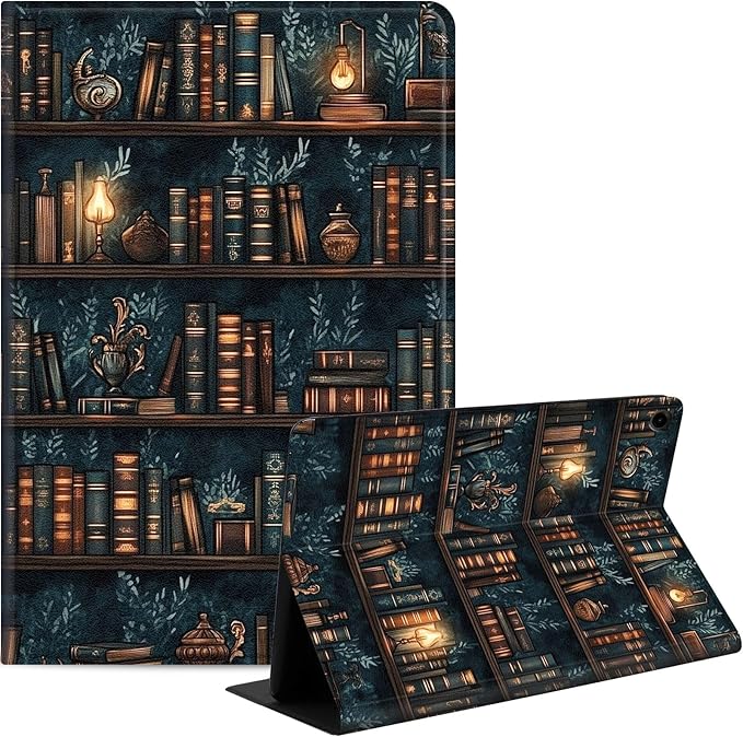 Case for Samsung Galaxy Tab A9+/A9 Plus 11” 2023 Model (SM-X210/X216/X218), Slim PU Leather Stand Cover with Auto Wake/Sleep, Multi-Angle Viewing & Shockproof, Drawn Bookshelv