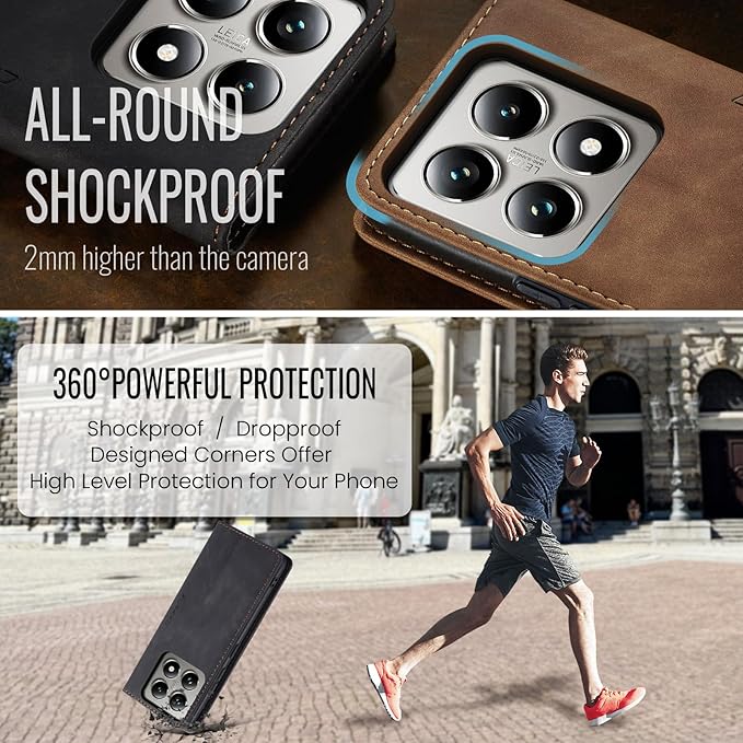 for Xiaomi 14T Pro Case, Flip Wallet Leather Case with Card Holder Magnetic Closure Shockproof Kickstand Protective Phone Cases Cover for Xiaomi mi 14T Pro, Black