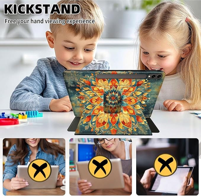 Case for Samsung Galaxy Tab S10 Ultra/Tab S9 Ultra 14.6-Inch, 360 Degree Rotating Folio Stand Smart Cover for Galaxy Tab S10 Ultra/ S9 Ultra 14.6'', Auto Sleep/Wake, Mandala