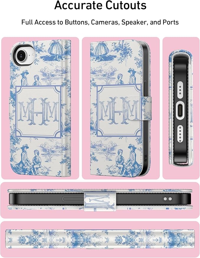 DEENAKIN for iPhone 16e Wallet Case with Card Holder + Cash Clip, RFID-Blocking, Military-Grade Drop Protection, Magnetic Closure with Leather Kickstand - Heritage Artistry