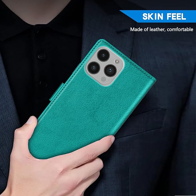 ZZXX for iPhone 14 Pro Wallet Case with [RFID Blocking] Card Slot Kickstand Magnetic Closure Leather Flip Fold Protective Phone Case for iPhone 14 Pro Case Wallet(Lake Blue-6.1 inch)