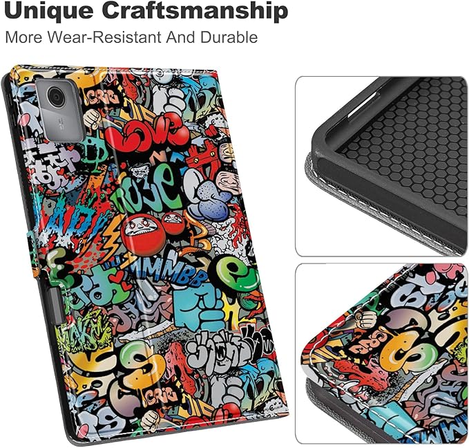 for Lenovo Tab M11 Case with Pen Holder,Ultra Slim Magnetic Cover for Lenovo Tab K11 LTE Tablet Case Kids,Graffiti