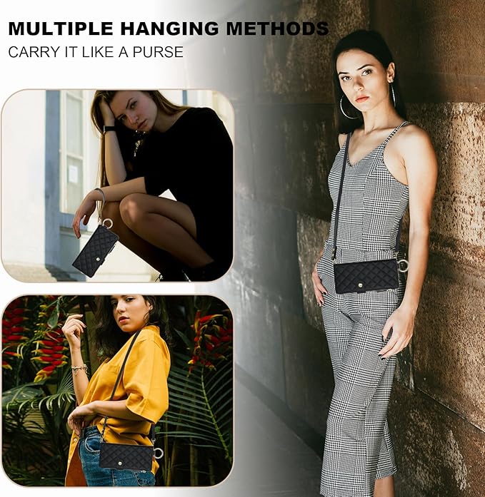 KIHUWEY for Galaxy Z Fold 7 Wallet Case with Card Holder Premium Leather Magnetic RFID Blocking Shockproof Zipper Wrist Strap Lanyard Cover for Samsung Galaxy Z Fold 7 8.0 Inch (Black)