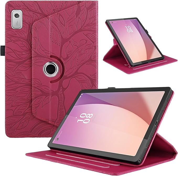 Rotating Case for Lenovo Tab M9 9.0 inch (TB-310FU) 2023 Released PU Leather Cover Lightweight Flip Stand Shell with Pen Holder for Lenovo Tab M9 9" 2023 Tablet-Red