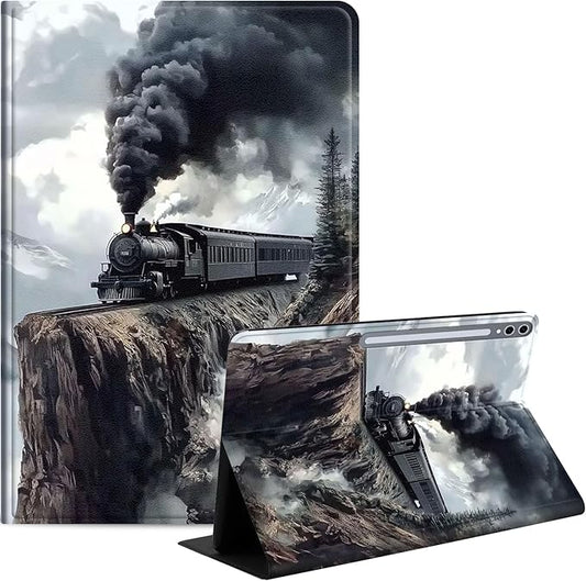 Case for Samsung Galaxy Tab S10 Plus/ S9 FE Plus/ S9 Plus 5G Tablet 12.4'', Slim PU Leather Stand Cover with Auto Wake/Sleep, Multi-Angle Viewing & Shockproof, Steam Train