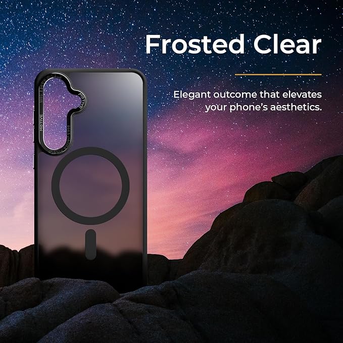 MOTIVE Designed for Samsung Galaxy s25 Plus Case with Belt Clip, Semi-Clear Case Magnetic Compatible with MagSafe, Slim Cover, Drop Tested s25 Plus Holster Case 6.7” | Clear Frost [Fits s24 Plus]