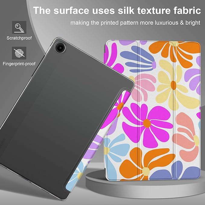 DONGKE Case for Samsung Galaxy Tab A9+/A9 Plus 11 inch 2024 2023 (SM-X210/X216/X218), Slim Stand Hard PC Translucent Back Shell Smart Cover, Auto Wake/Sleep - Retro Florals