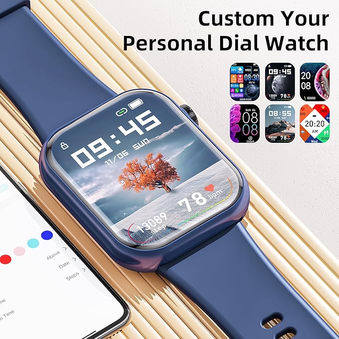 Hwagol Smart Watch (Answer/Make Call) 1.85inch Fitness Tracker, DIY Dials/Pedometer/Calories/Multiple Sport Modes/Voice Assistant, Smart Watches for Men Women Android iOS Phones