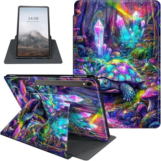 Case for Samsung Galaxy Tab S10 FE / S9 FE 5G 10.9 inch & Tab S9 11 inch, PU Leather 360° Rotating Stand Cover, Auto Sleep/Wake, Folio Smart Protective Cover, Crystal Turtle