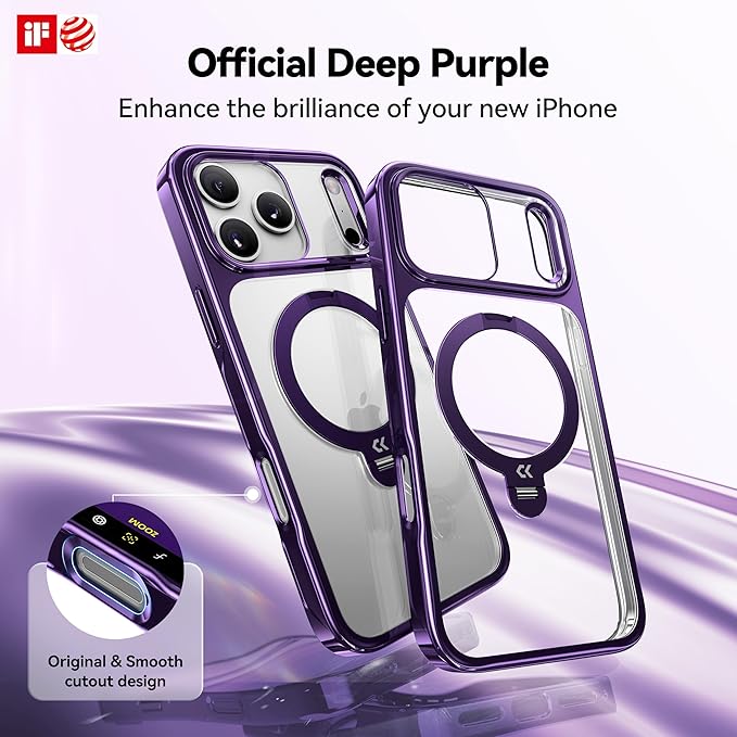 CASEKOO Purple for iPhone 17 Pro Max Case with 360 Spin Magnetic Stand [Fit for MagSafe][17FT Military Protection] Slim Polished for iPhone 17 Pro Max Case with Stand 6.9'', Purple