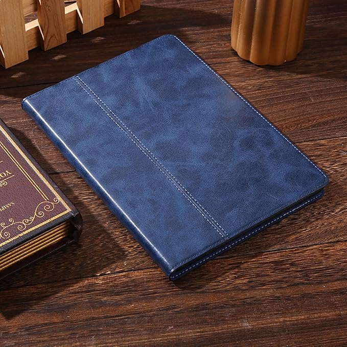 for Ipad Pro 11-inch Case M4 5th Gen 2024(Model:A2836/A2837) Genuine Leather Cover Protective Shell,Built-in Pencil Holder and Auto Wake/Sleep.Blue