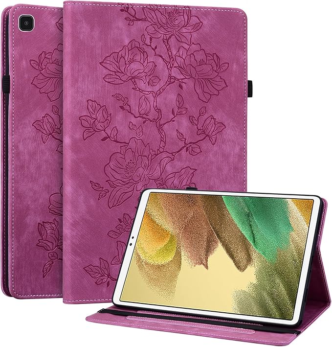 Case for Samsung Galaxy Tab A7 Lite 8.7 Inch 2021 (SM-T225/T220/T227), Slim PU Leather Folio Cover with Multi-Angle Stand and Pen Holder, Rose
