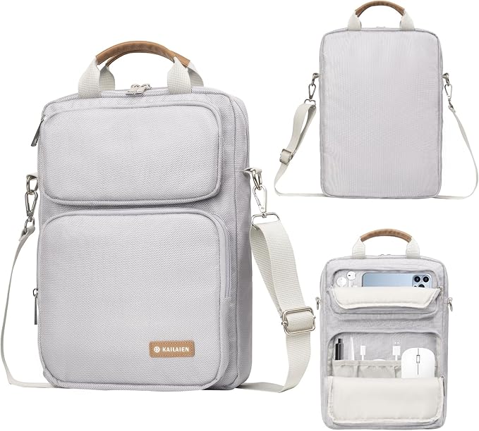 10-13 Inch Tablet Sleeve Bag, Ipad Bag for 13 In/11 in New iPad Pro M4 & 13 in Air M2 2024,iPad Pro 12.9 M2&M1,Ipad 10.9,Galaxy Tab S8+/S9+ 12.4,with Removable Shoulder Strap(Silver)