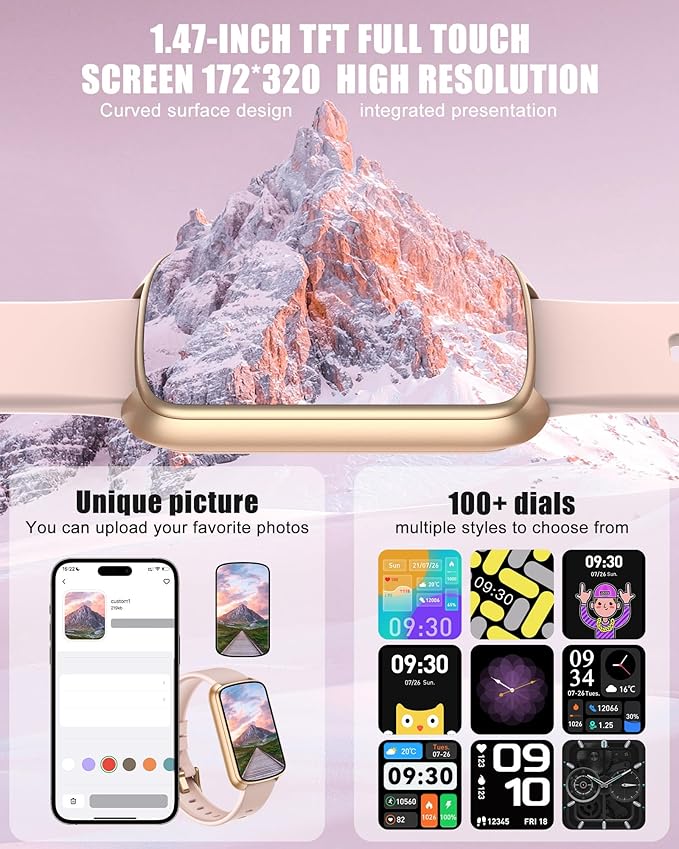 Fitness Tracker, Smart Watch for Women Men with 24/7 Heart Rate/Blood Pressure/Blood Oxygen Monitor,Sleep Tracker,Step & Calorie Counter, IP68 Waterproof Fitness Watches Compatible with Android&iPhone