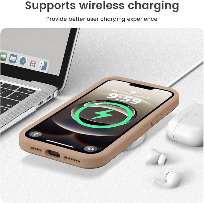 Vooii Compatible with iPhone 16e Case, Liquid Silicone Upgrade [Camera Protection] [Soft Anti-Scratch Microfiber Lining] Shockproof Phone Case for iPhone 16e 6.1 inch - Light Brown