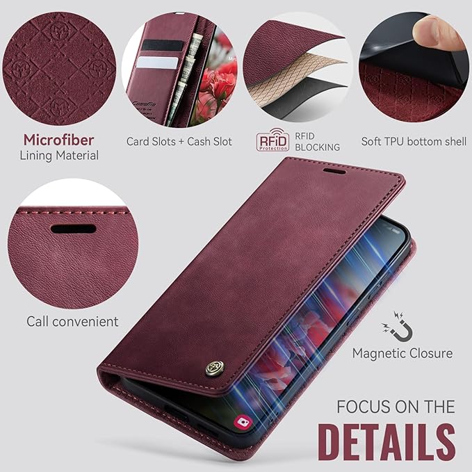 Wallet Case for Samsung Galaxy S24 Plus Leather Wallet Flip Cover with Card Holder, Kickstand, Magnetic Closure, RFID Blocking TPU Shockproof Phone Case Compatible with S24 Plus, Red
