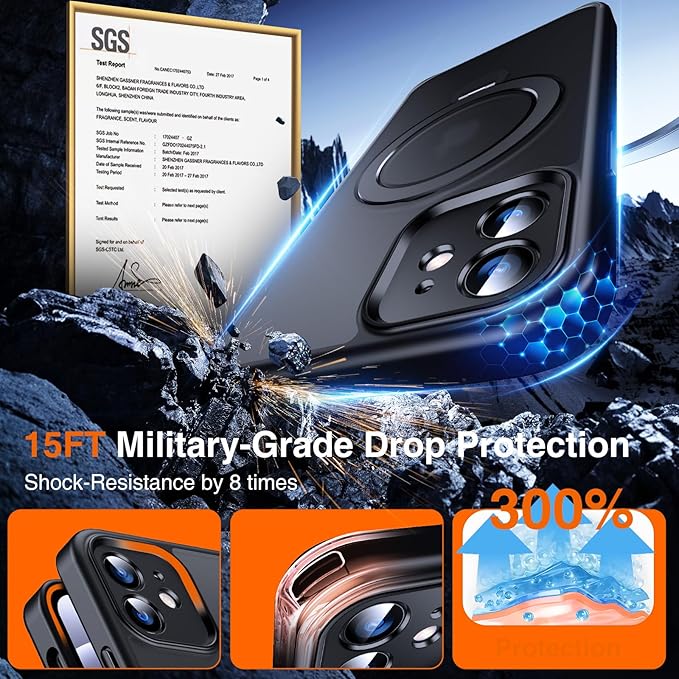 360° O-Ring MagStander for iPhone 12 Case, iPhone 12 Pro Case with Magnetic Stand Ring Holder [Compatible with MagSafe] [Military Shockproof] Kickstand iPhone 12/12 Pro Phone Cover Black