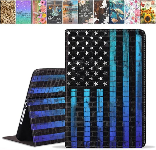 Case for Samsung Galaxy Tab A7 10.4 inch 2022/2020 (SM-T500/T503/T505/T507/T509), Premium PU Leather Stand Folio Cover with Auto Sleep/Wake, Blue American Flag