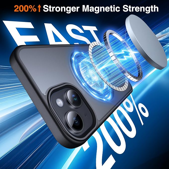 360° O-Ring MagStander for iPhone 15 Case with Magnetic Kickstand Ring Holder [Compatible with MagSafe][360°Rotate Stand Ring][Military Shockproof] Magnet iPhone 15 Phone Cover Matte Black