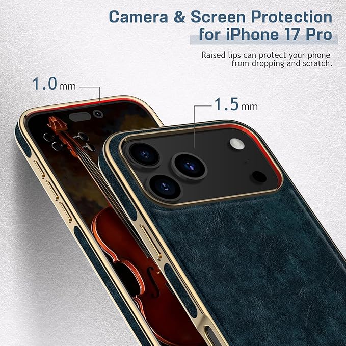 LOHASIC Magnetic for iPhone 17 Pro Case, Compatible with MagSafe, Modern Aesthetic Leather Design, Non-Slip Grip Protective Cover Phone Case for i Phone17 Pro 6.3" 2025 - Petrol Blue