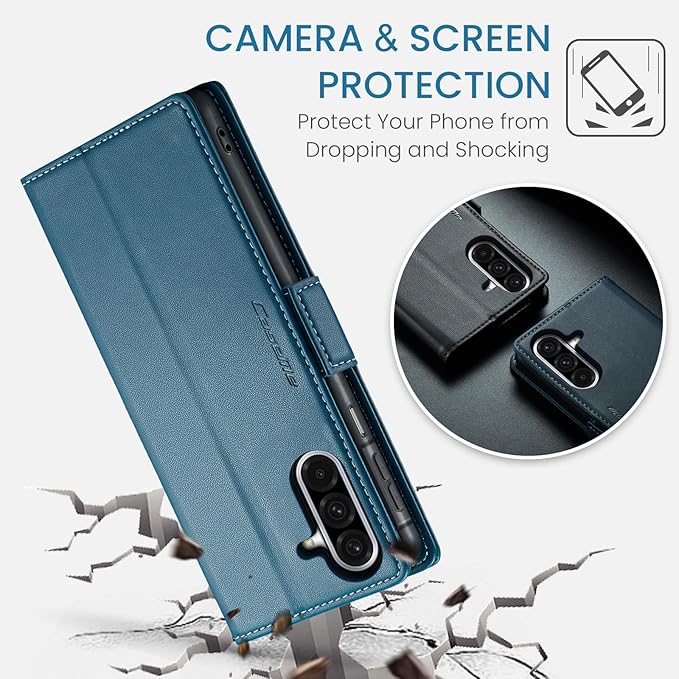 for Samsung Galaxy A26 5G Case, Premium PU Leather Wallet Case Flip Cover with [RFID Blocking][Card Holder][Stand Function] Shockproof Protective for Samsung Galaxy A26, Blue