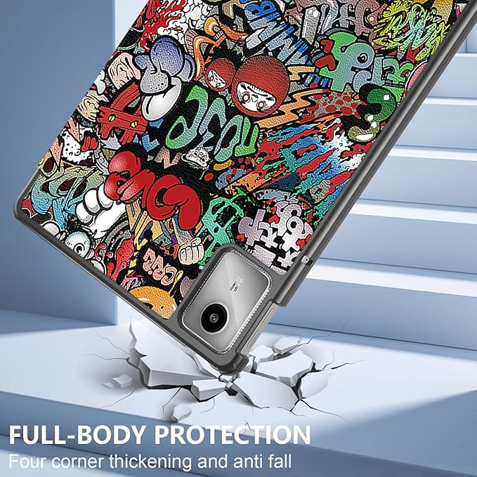 Case Compatible with Lenovo Tab M11 2023 TB-330FU / Lenovo Xiaoxin Pad 2024 TB-331FC 11 Inch Tablet,Slim Lightweight Trifold PC Cover with Auto Wake/Sleep Function,Graffiti