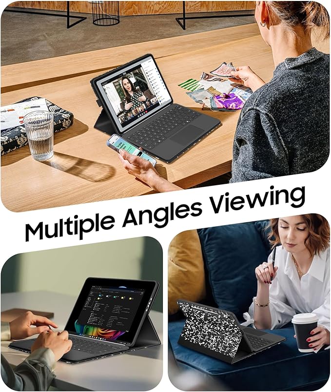 Fintie Protective Case for Microsoft Surface Pro 12 Inch (2025), Multi-Angle Viewing Portfolio Business TPU Back Cover with Pocket & Stylus Holder, Compatible with Type Cover Keyboard (Com-Book)