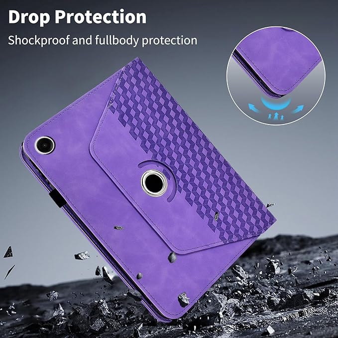 Case for Samsung Galaxy Tab A9 Plus 11" 2023 (SM-X210/X216/X218),360 Degree Rotating PU Leather Folio Protective Case with Auto Sleep/Wake,Card Holder&Shoulder Strap for Woman Man,Purple