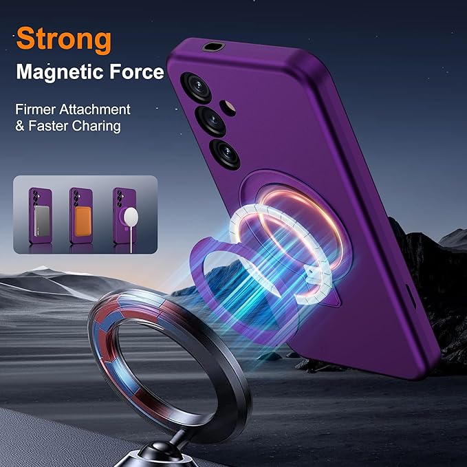 Designed for Samsung Galaxy S25 Case with Magnetic Ring Stand [Compatible with Mag-Safe][Military Grade Drop Protection][Build in Kickstand] Shockproof Galaxy S25 Phone Case 6.2",Purple
