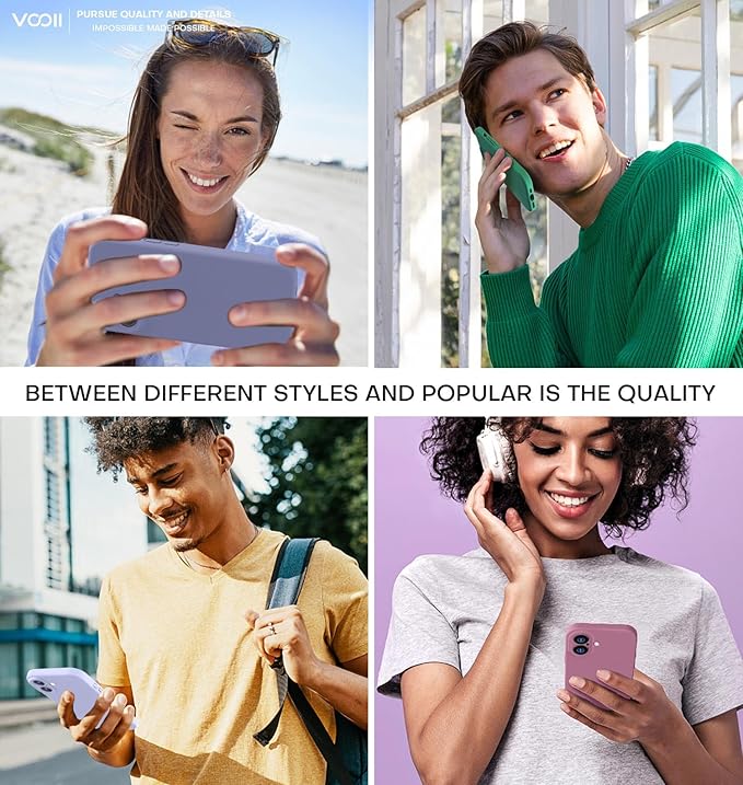 Vooii Compatible with iPhone 16 Case, Liquid Silicone Upgrade [Camera Protection] [Soft Anti-Scratch Microfiber Lining] Shockproof Phone Case for iPhone 16 6.1 inch - Lavender Grey