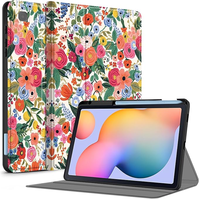 Case for Samsung Galaxy Tab S6 Lite 10.4 Inch 2024/2022/2020 with S Pen Holder, Multi-Angle Viewing Soft TPU Back Cover with Pocket Auto Wake/Sleep.