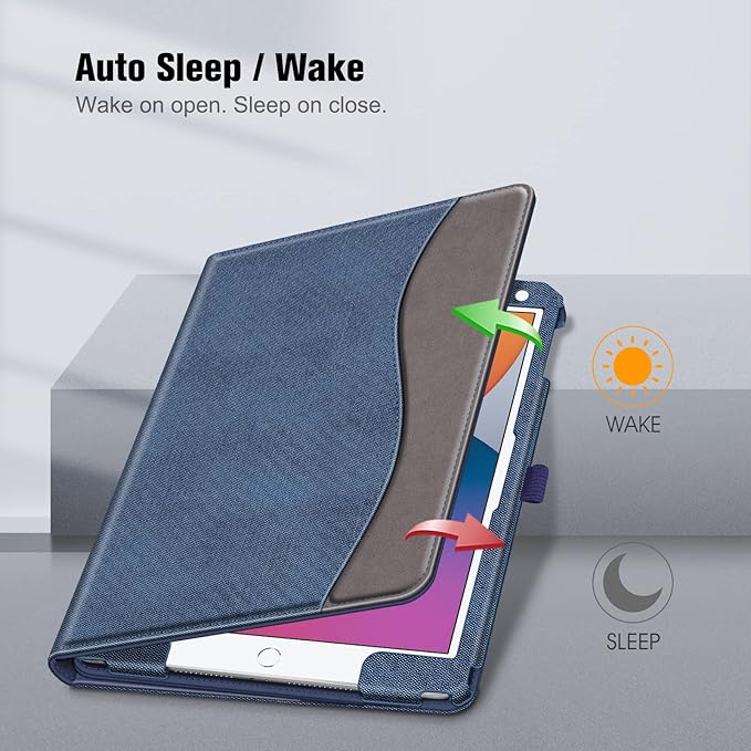 Fintie Case for iPad 9th / 8th / 7th Generation (2021/2020/2019) 10.2 Inch - [Corner Protection] Multi-Angle Viewing Stand Cover with Pocket & Pencil Holder, Auto Sleep Wake, Denim Indigo