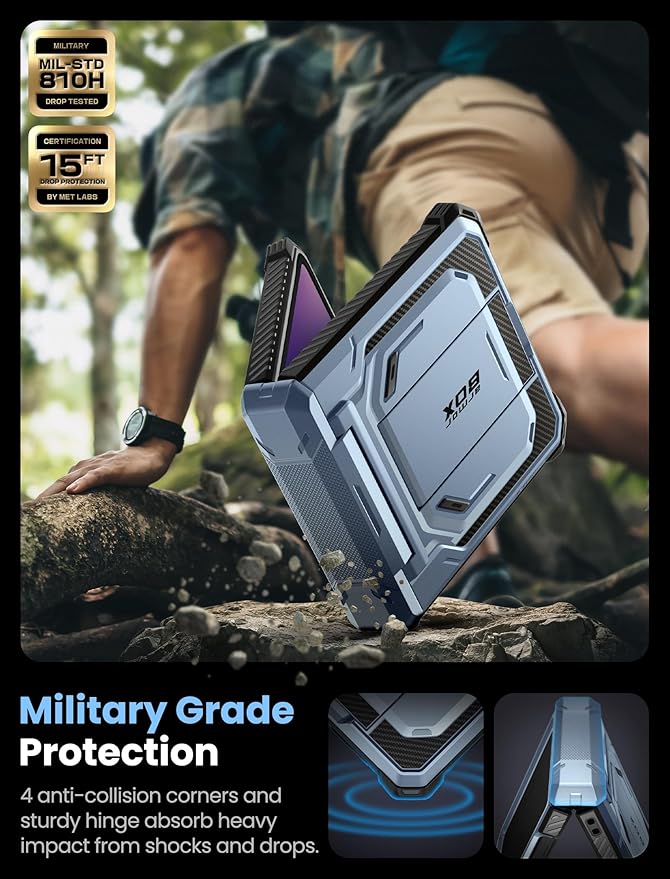 i-Blason for Samsung Galaxy Z Flip 7 Case with Stand, [Tempered Glass Screen Protector] [Hinge Protection] [Belt-Clip], Full-Body Military Protection Phone Case for Samsung Z Flip 7, Armorbox, Blue