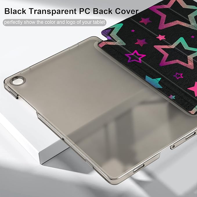 DONGKE Case for Samsung Galaxy Tab A9+/A9 Plus 11 inch 2024 2023 (SM-X210/X216/X218), Slim Stand Hard PC Translucent Back Shell Smart Cover, Auto Wake/Sleep - Stars