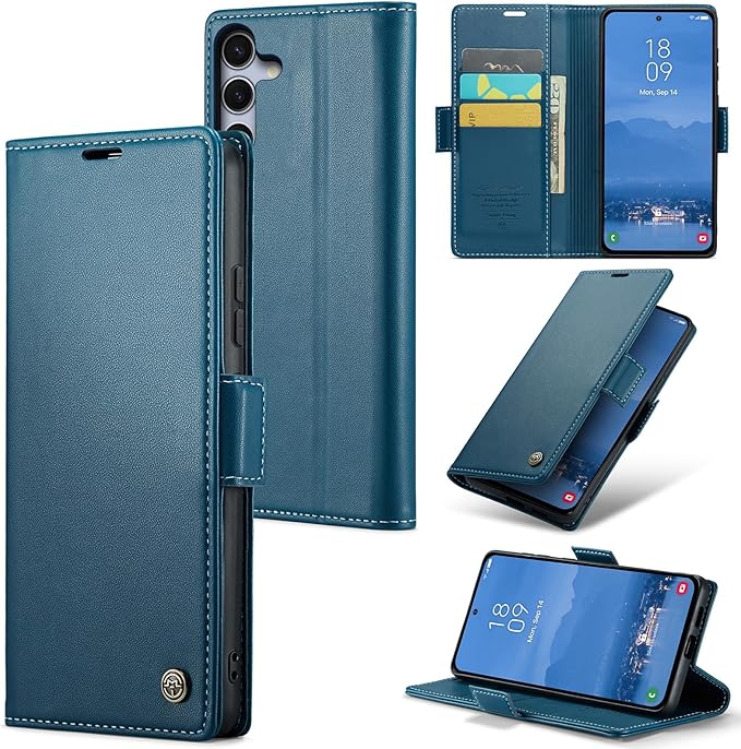 for Samsung Galaxy S25 Plus Case, Premium PU Leather Wallet Case Flip Cover with [RFID Blocking][Card Holder][Stand Function] Shockproof Protective for Samsung Galaxy S25 Plus, Blue