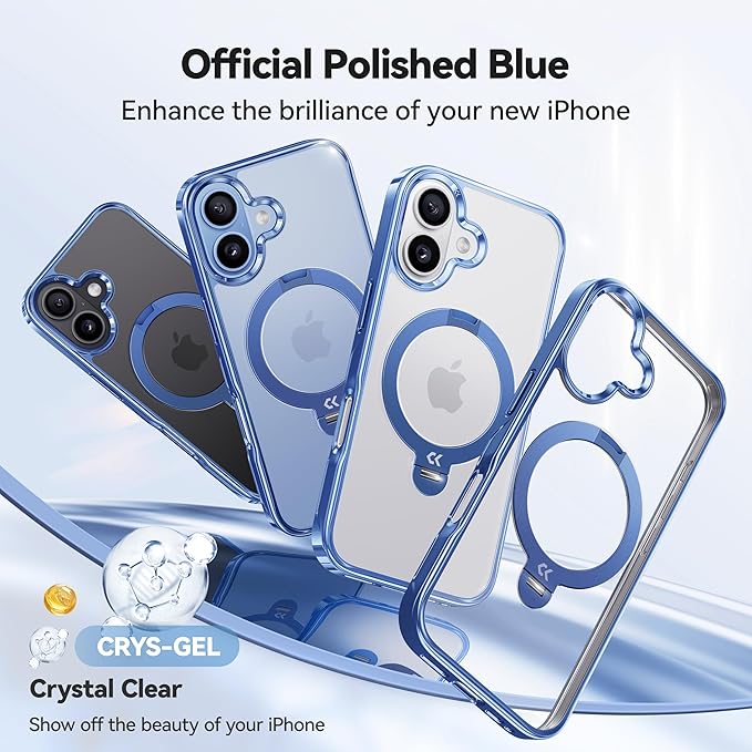 CASEKOO Mist Blue Designed for iPhone 17 Case with 360 Spin Magnetic Stand [Fit for MagSafe][17FT Military Protection] Slim Polished for iPhone 17 Case with Stand 6.3'', Mist Blue