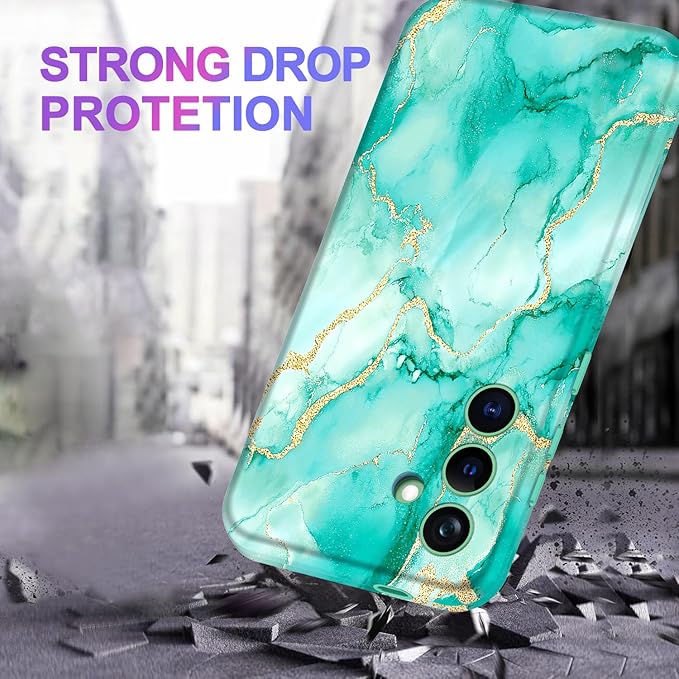 Casetego for Galaxy S24 Case,Compatible with MagSafe,[Military Grade Drop Test] Full Body Protection Slim Shockproof Rugged Marble Women Case for Samsung Galaxy S24 6.2 inch,Turquoise