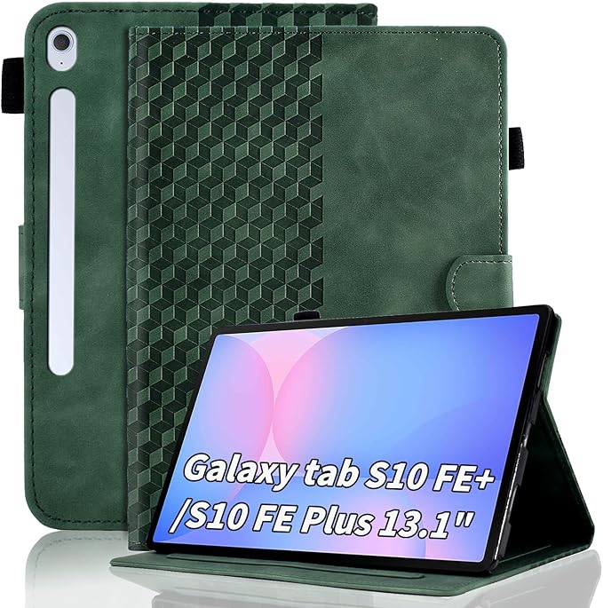 Case for Samsung Galaxy Tab S10 Fe Plus 2025 13.1" Multi-Angle Viewing Protective,Magnetic PU Leather Folio Adjustable Stand Shell Foldable Card Holder,Galaxy Tab S10 Fe+, Retro Green