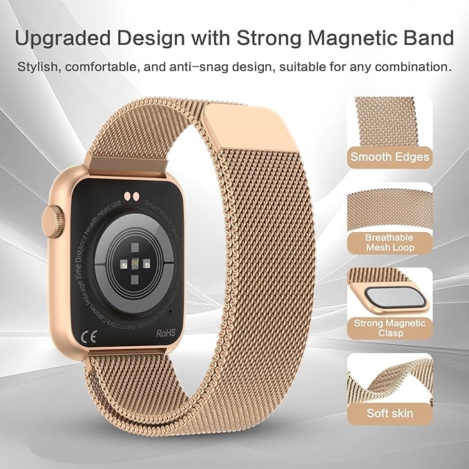 2025 Smart watches for Women with Blood Pressure Monitor, 1.9" AMOLED DA GPT AI Voice Smartwatch, 24/7 Heart Rate Stress Sleep Monitor,123 Sports Modes, IP68 Waterproof Fitness Tracker for Android iOS