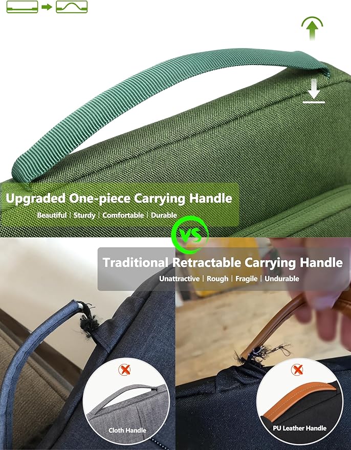 HYZUO 13.3-14 Inch Laptop Bag Sleeve for MacBook Pro 14 M4 M3 M2 M1, MacBook Air/Pro 13.3, 13.8"/13.5" Surface Laptop/Book, Notebook Case for 13" Dell Lenovo ThinkPad HP Asus Acer, Grass Green