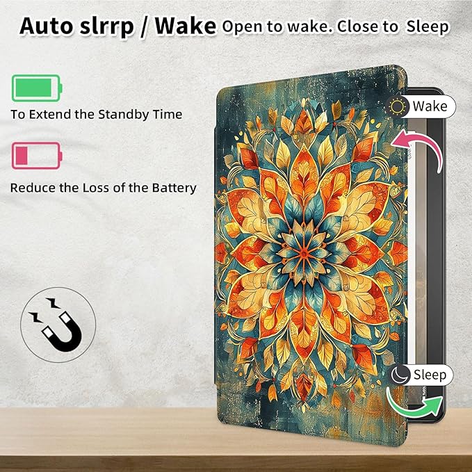 Case for Samsung Galaxy Tab S10 FE / S9 FE 5G 10.9 inch & Tab S9 11 inch, PU Leather 360° Rotating Stand Cover, Auto Sleep/Wake, Folio Smart Protective Cover, Mandala