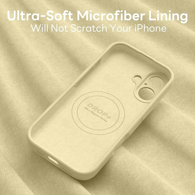 Vooii Magnetic Compatible with iPhone 17 Case (Compatible with Magsafe) (Upgraded Camera Protection) Liquid Silicone Shockproof Full Body Protective Phone Cover for Women Men, Creamy Yellow, 6.3"