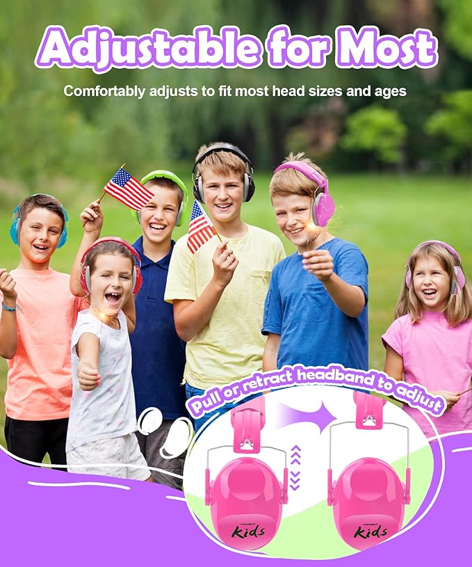 PROHEAR 032 2.0 Noise Cancelling Headphones for Kids - 25dB Noise Reduction - Adjustable Sensory Ear Protection Muffs for Concert, Fireworks, Monster Truck Shows, School - Princess Pink