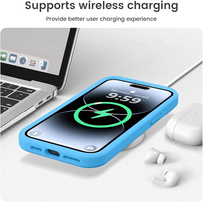 Vooii Compatible with iPhone 14 Pro Case, Liquid Silicone Upgrade [Camera Protection] [Soft Anti-Scratch Microfiber Lining] Shockproof Phone Case for iPhone 14 Pro 6.1 inch - Blue