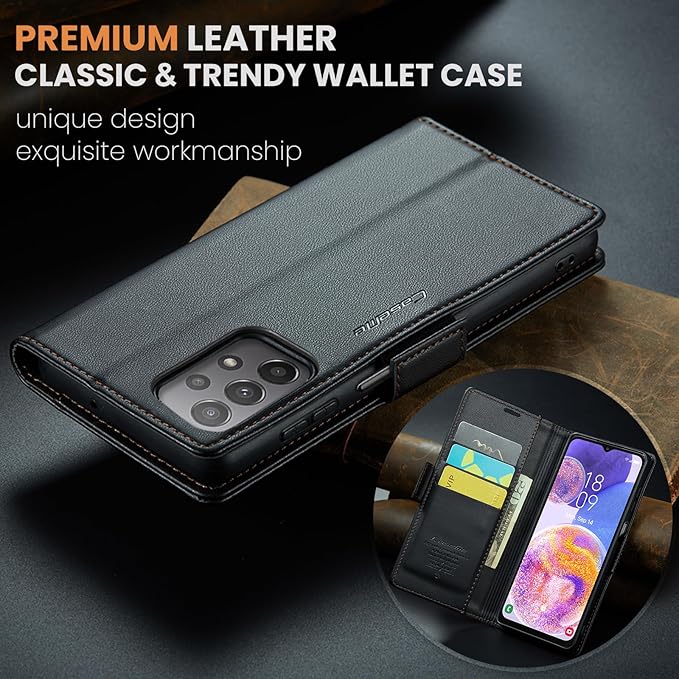 for Samsung Galaxy A23 4G/5G Case, Premium PU Leather Wallet Case Flip Cover with [RFID Blocking][Card Holder][Stand Function] Shockproof Protective for Samsung Galaxy A23, Black